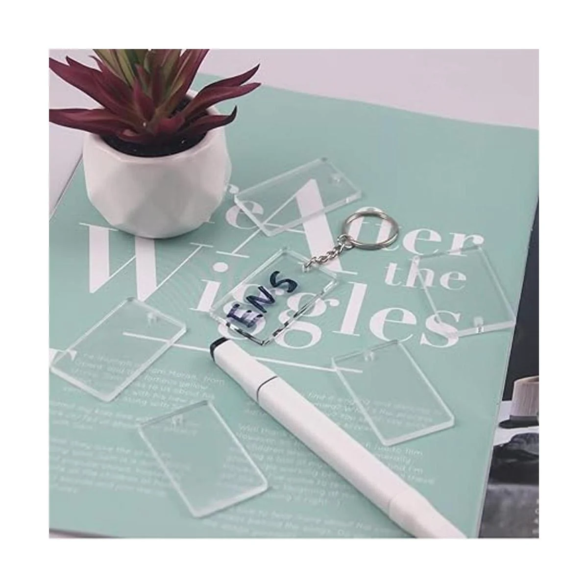 ArtCute 90 llaveros de acrílico transparente rectangulares_5