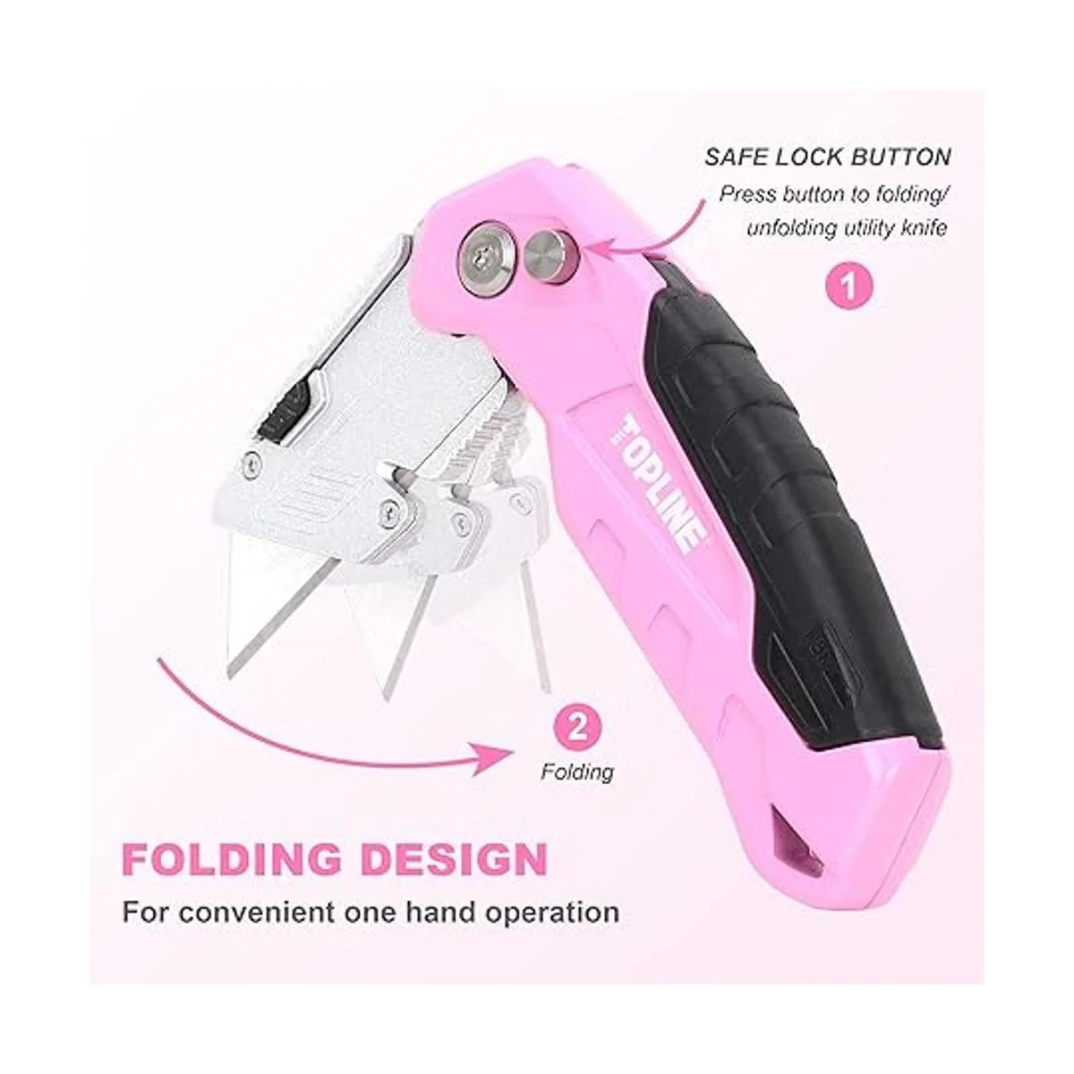 TOPLINE Cuchillo plegable rosa cortador de caja rosa_3