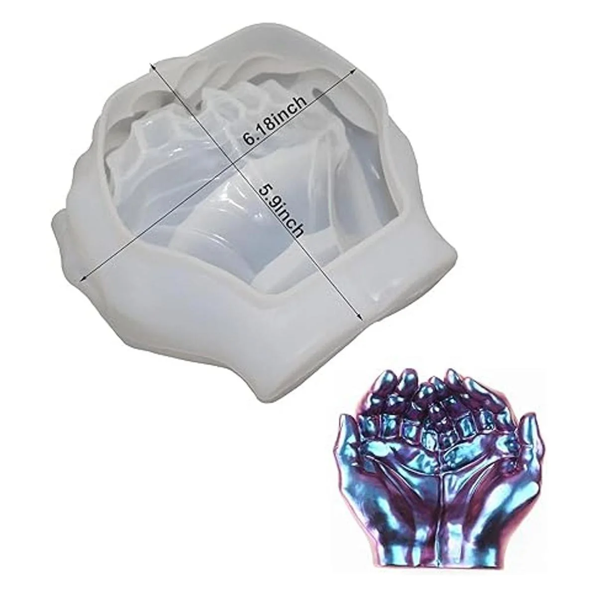 1 pieza de forma de mano silicona molde de dos manos_2