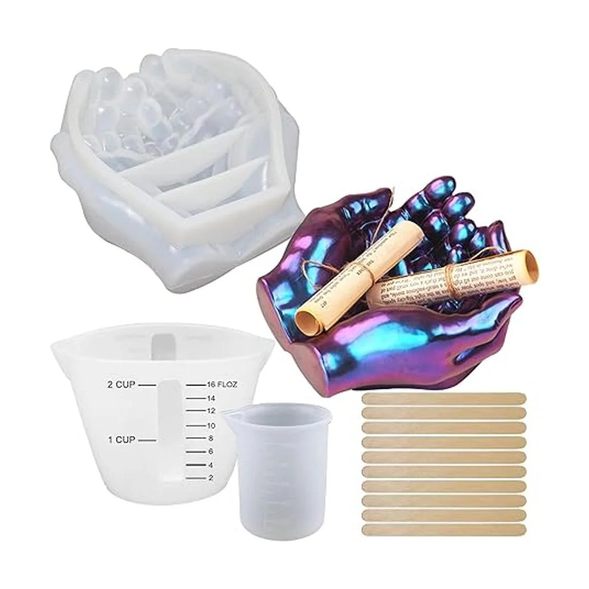 1 pieza de forma de mano silicona molde de dos manos_1