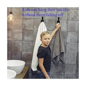 HOWMAX Soporte para toallas de mano color negro ganchos_3