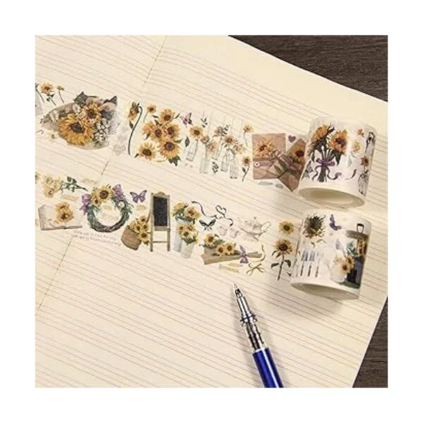 Juego de 2 rollos de cinta adhesiva decorativa de girasol_3
