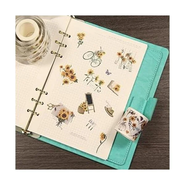 Juego de 2 rollos de cinta adhesiva decorativa de girasol_7