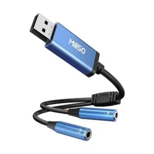MillSO Adaptador USB a conector de audio dual de 0.138_1