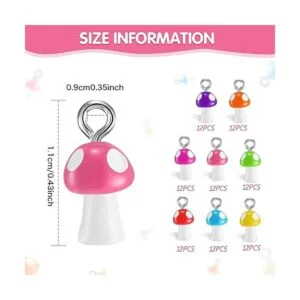 96 piezas de dijes de hongos coloridos de resina de hongos_2