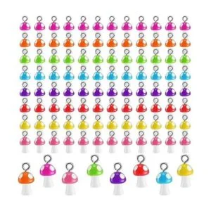 96 piezas de dijes de hongos coloridos de resina de hongos_1