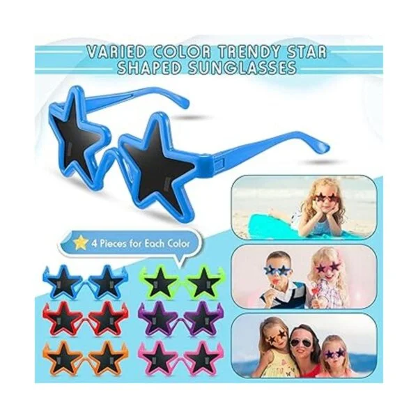 24 pares de gafas de sol con estrellas de neón para niños_2