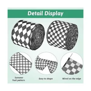 2 rollos20 yardas cintas a cuadros en blanco y negro_3