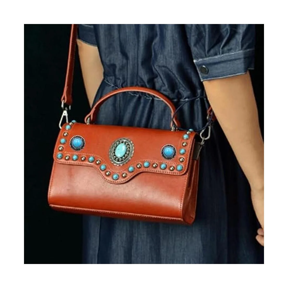 Mingchen único ojo de metal hebilla decorativa azul_4