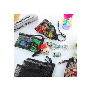 8 bolsas de malla negra con cordón con clips bolsas de_4