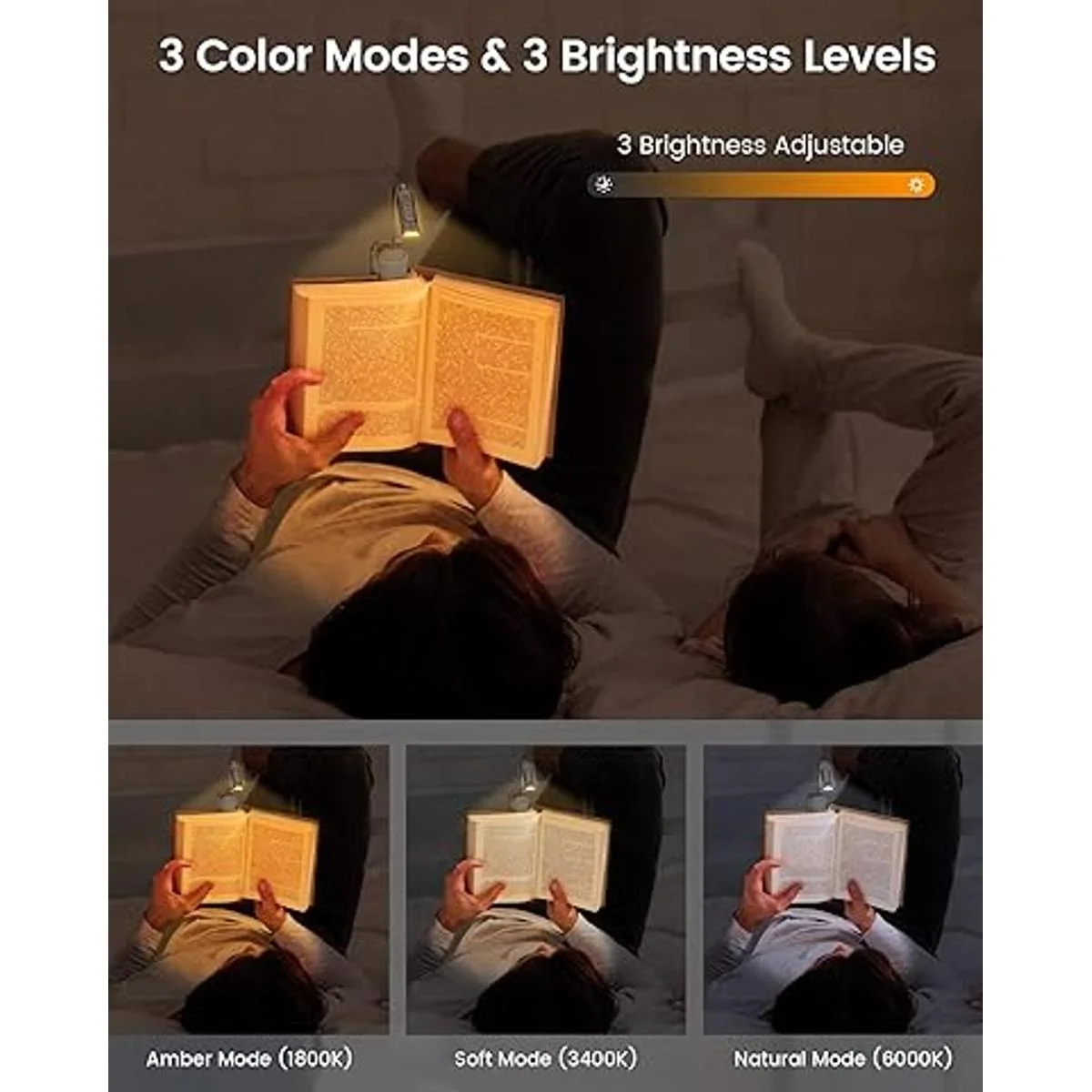 Glocusent Luz de libro ligera de 10 LED para leer en la_3