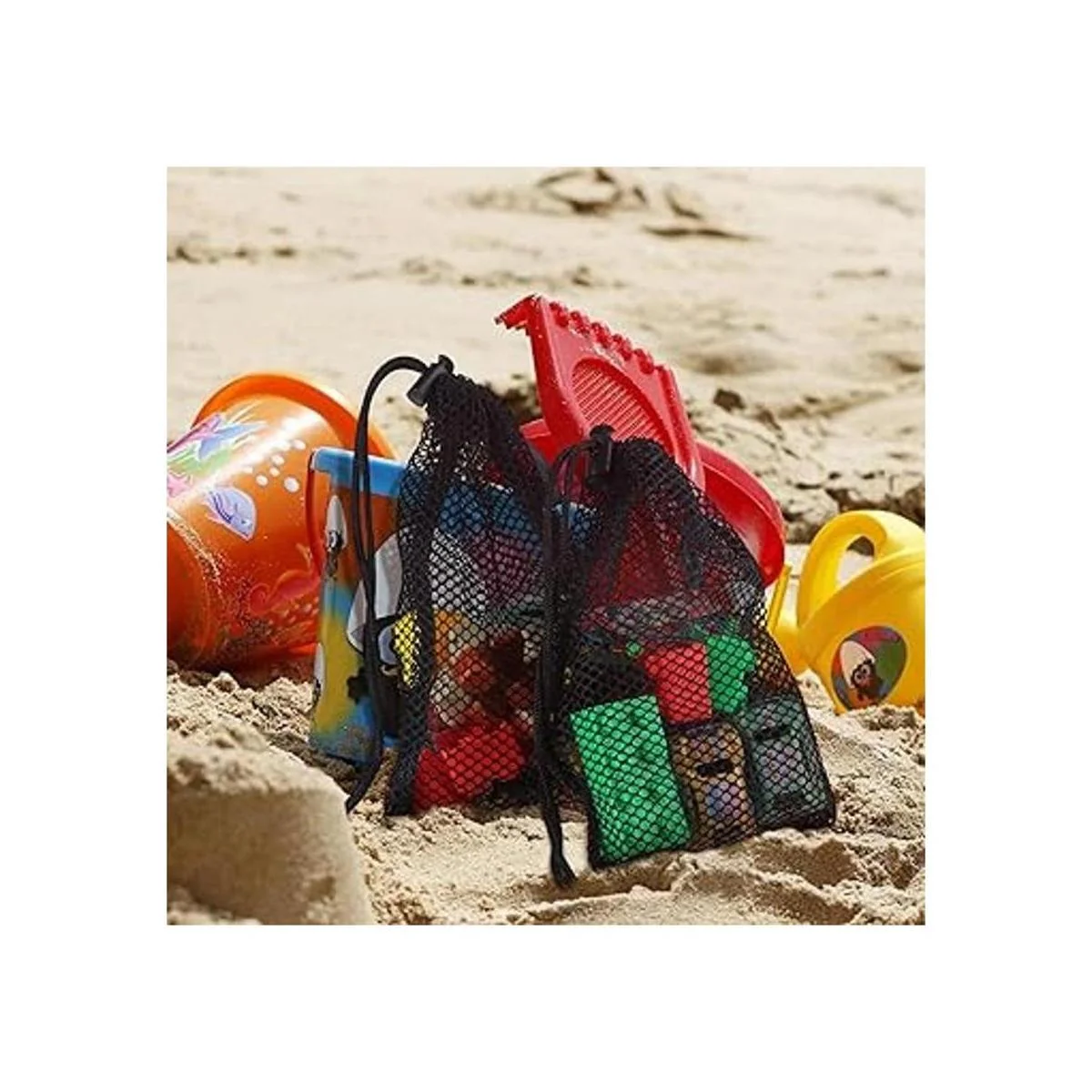 8 bolsas de malla negra con cordón con clips bolsas de_2