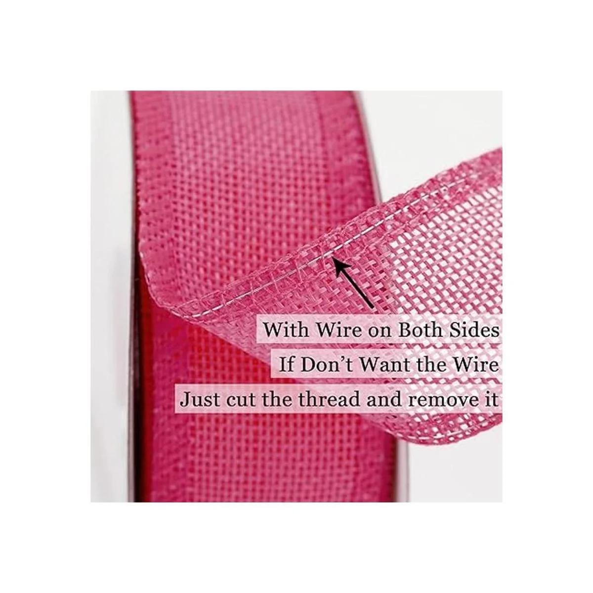 Midi Ribbon Cinta rosa intenso con alambre de 1.5_3