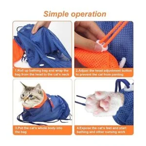 Catcan Bolsa de baño para gatos bolsa de ducha de malla_6