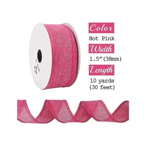 Midi Ribbon Cinta rosa intenso con alambre de 1.5_2