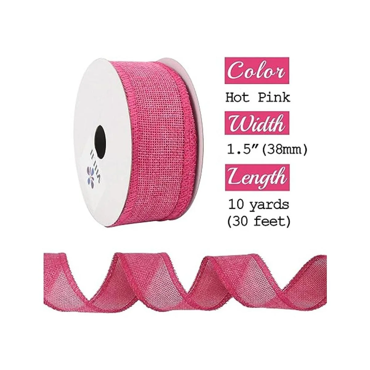 Midi Ribbon Cinta rosa intenso con alambre de 1.5_2