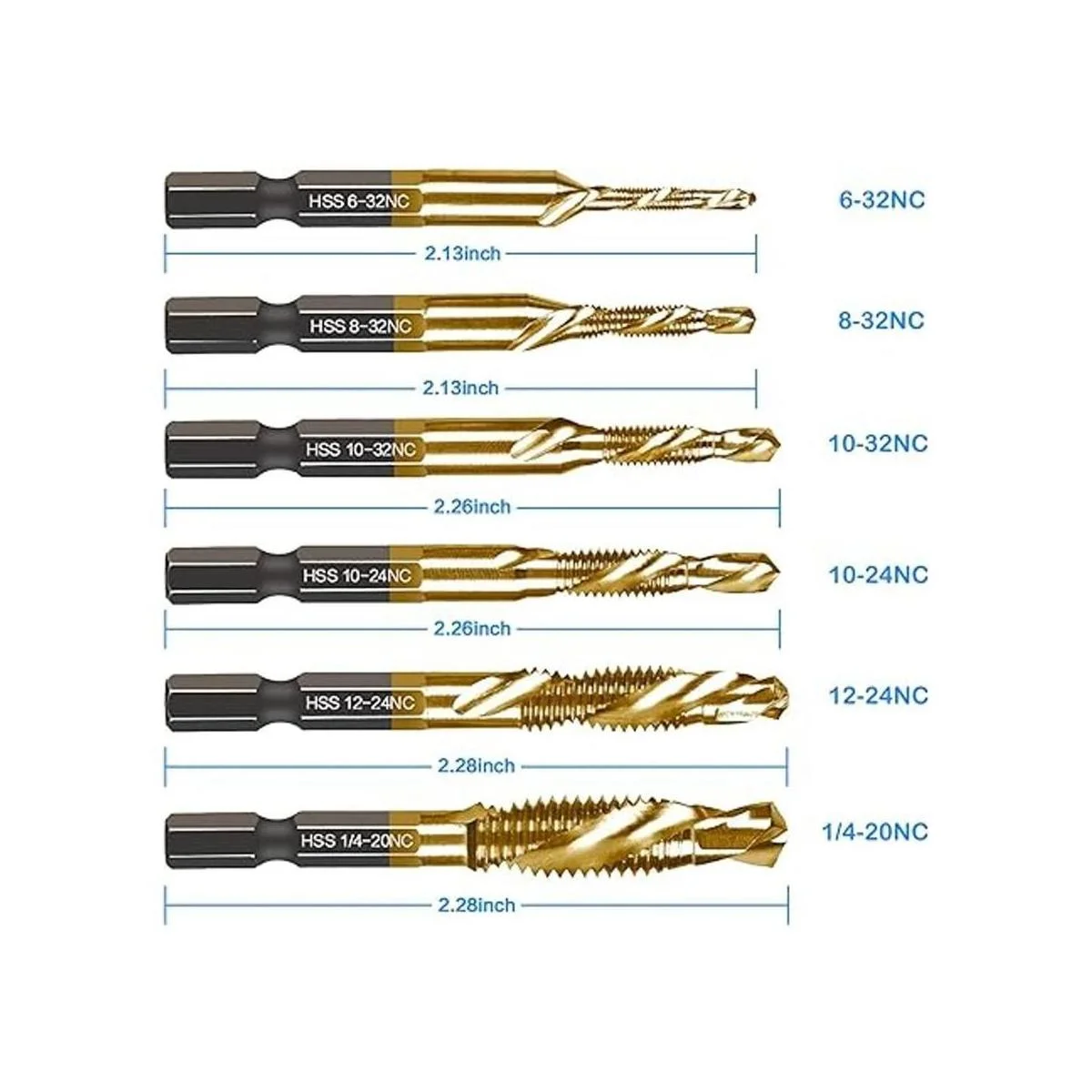 Juego de 6 brocas de combinación de taladrado y roscado de_2