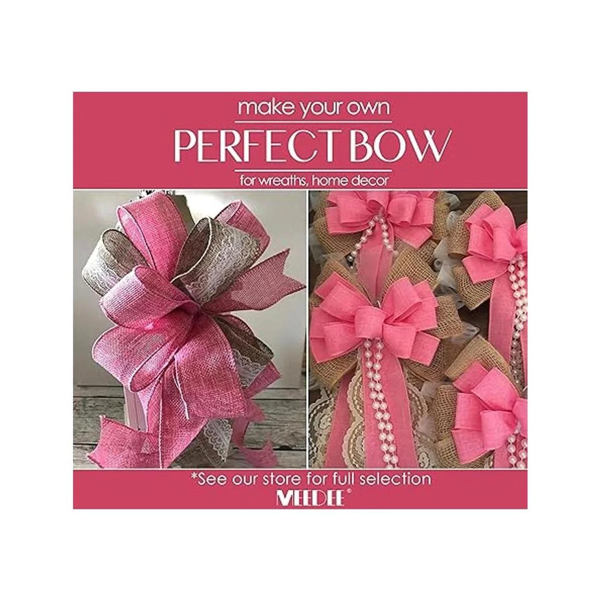 Midi Ribbon Cinta rosa intenso con alambre de 1.5_5