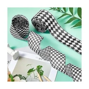 2 rollos20 yardas cintas a cuadros en blanco y negro_4