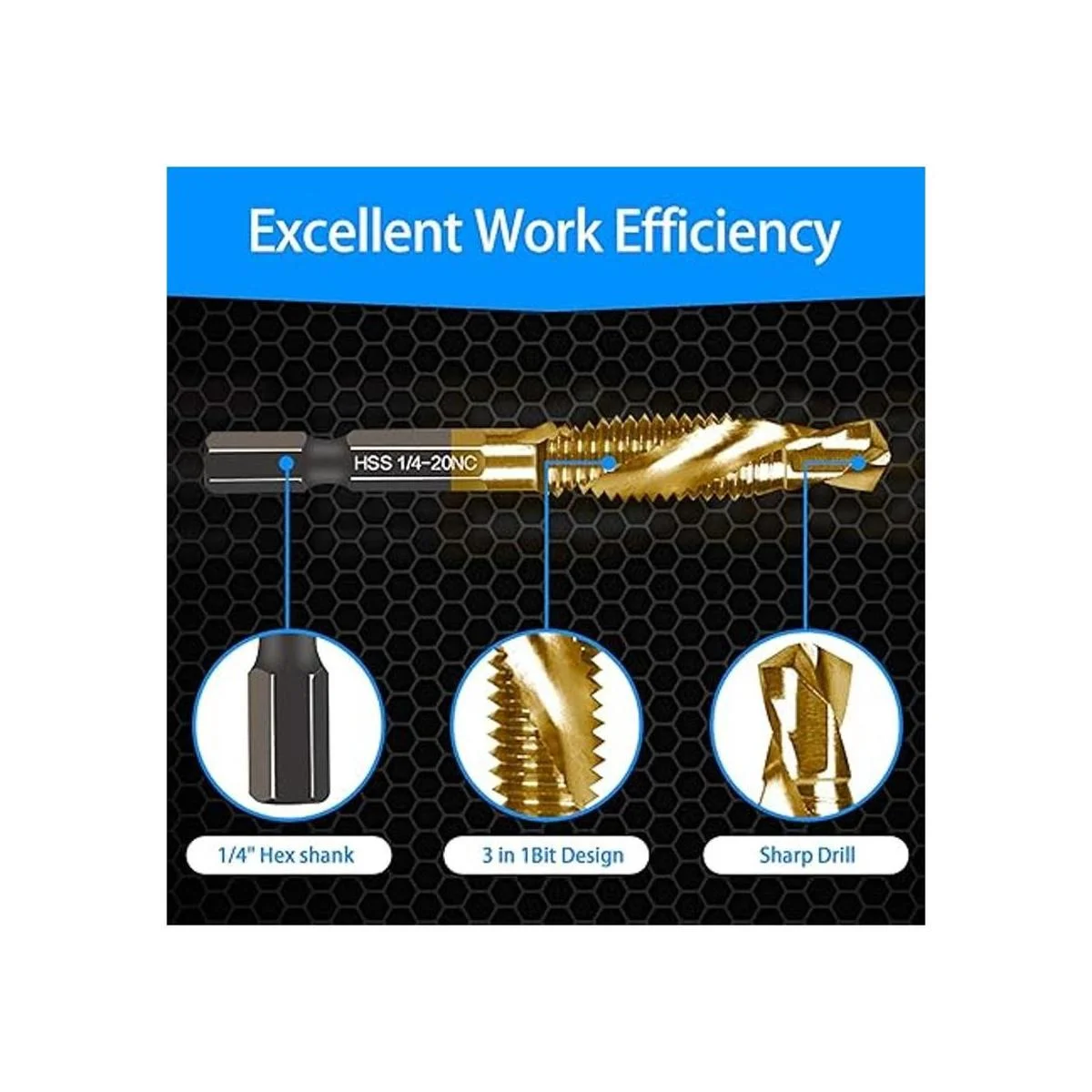 Juego de 6 brocas de combinación de taladrado y roscado de_4