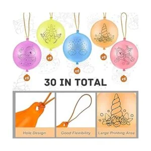 Paquete de 30 globos de látex grandes con mango de goma_2