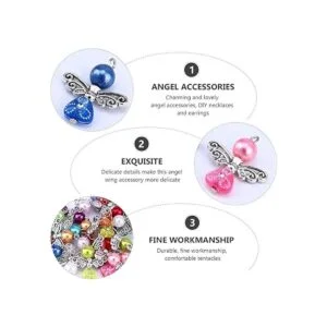 PRETYZOOM 20 piezas de dije de ala de ángel colorido_4