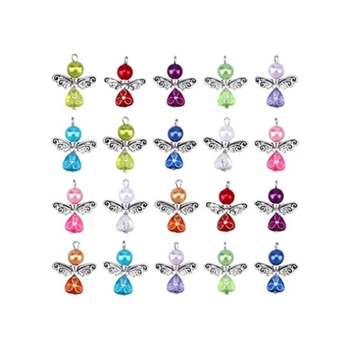 PRETYZOOM 20 piezas de dije de ala de ángel colorido_1