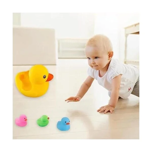Juguetes de pato de baño 4 piezas familiares de goma_3