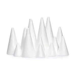 Conos de espuma blanca para manualidades 4 tamaños_1