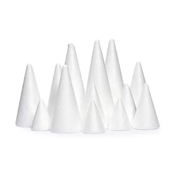 Conos de espuma blanca para manualidades 4 tamaños_1