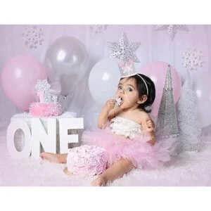 Corona de copo de nieve para el primer cumpleaños para_3