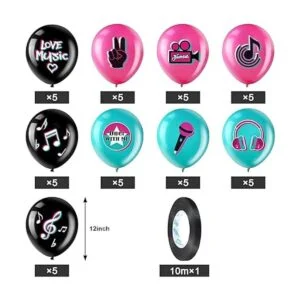 45 globos de fiesta con temática musical de 12 pulgadas_2