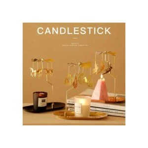 Portavelas giratorio con bandeja soporte de metal_3