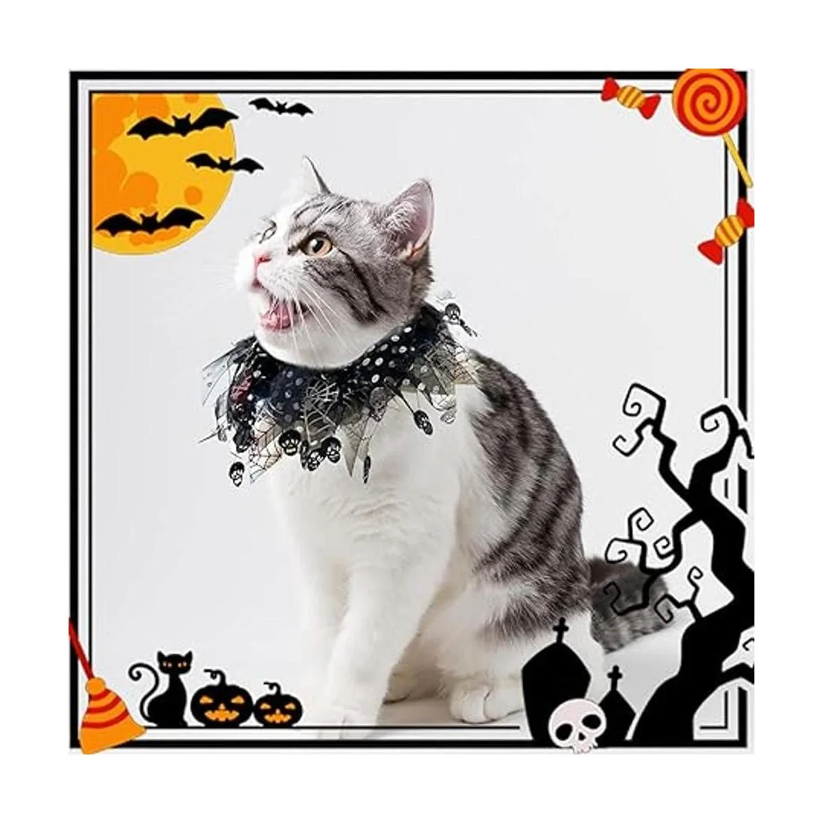 cyeollo 2 Pack Dog Collar Elastic Adjustable Halloween_6