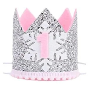 Corona de copo de nieve para el primer cumpleaños para_1