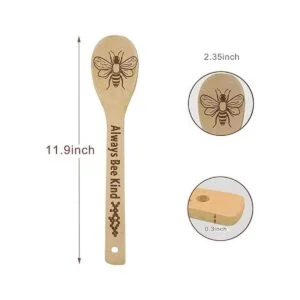 YUJU Juego de 5 cucharas de cocina de madera de abeja_2