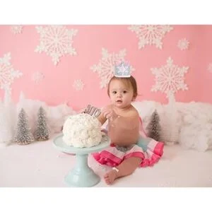 Corona de copo de nieve para el primer cumpleaños para_4