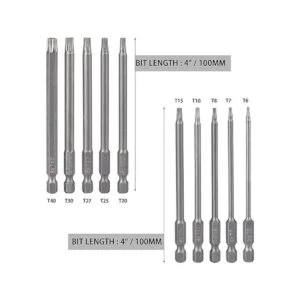 YDLQWCZ Juego de 10 brocas Torx de seguridad T6 T7 T8 T10_2