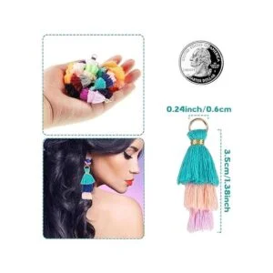 100 llaveros pequeños de tres capas con borlas para_5