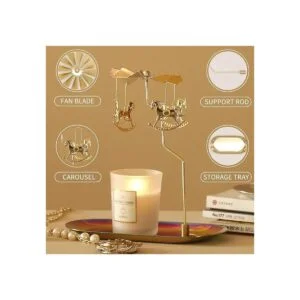 Portavelas giratorio con bandeja soporte de metal_4