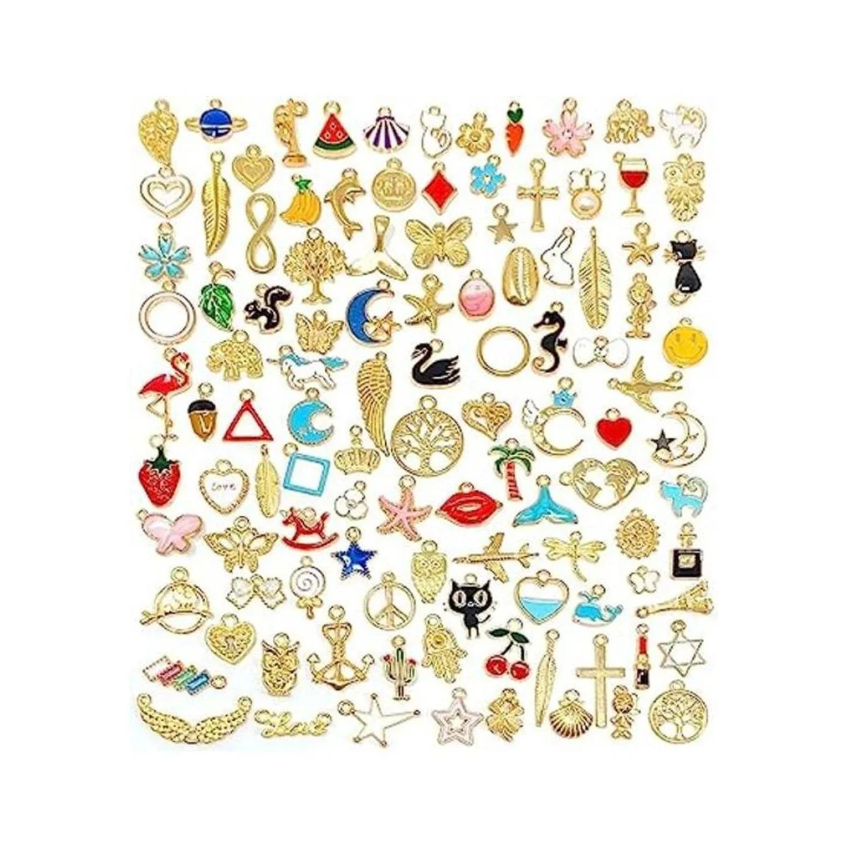 JIALEEY 110 colgantes de esmalte chapado en oro surtidos_1