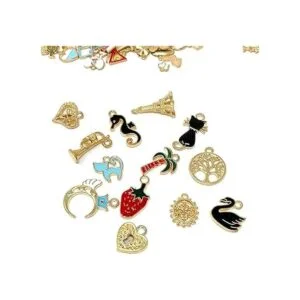 JIALEEY 110 colgantes de esmalte chapado en oro surtidos_5