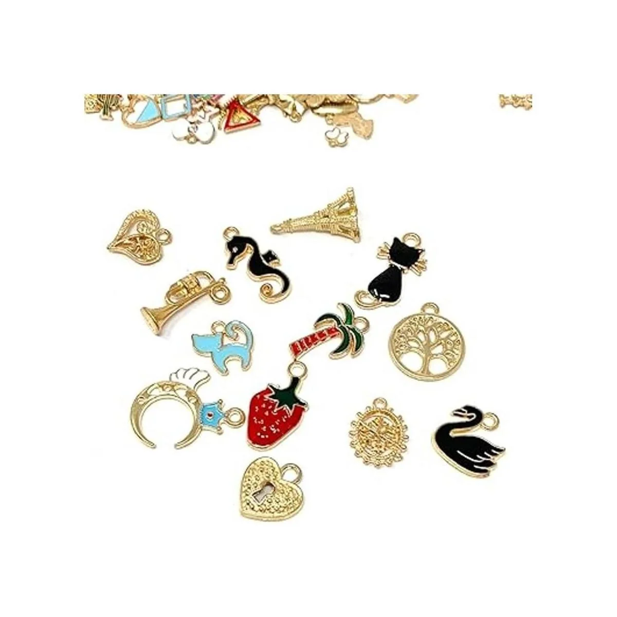 JIALEEY 110 colgantes de esmalte chapado en oro surtidos_5