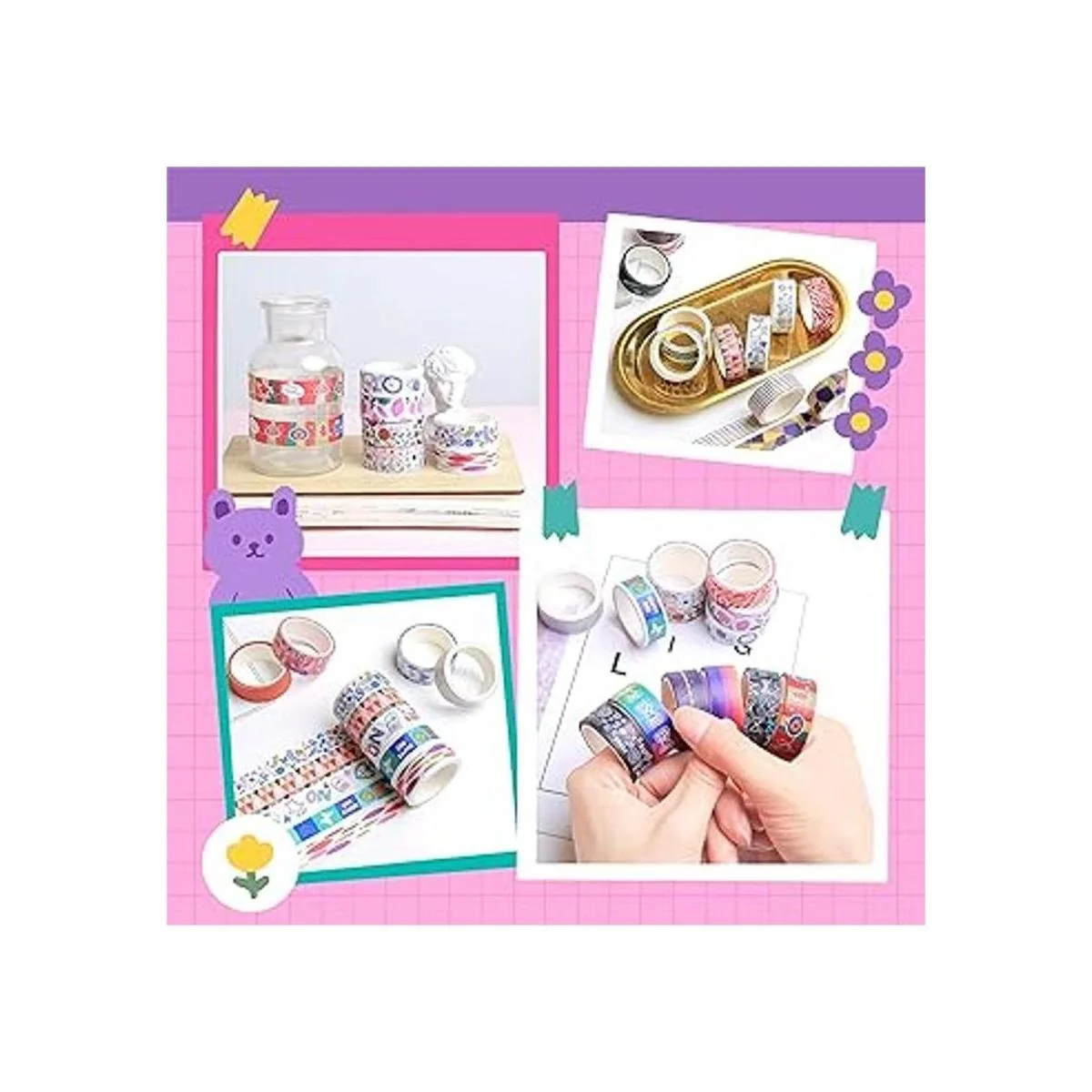 Juego de 40 rollos de cinta washi 0.591 in de ancho de_6