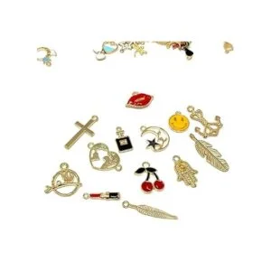 JIALEEY 110 colgantes de esmalte chapado en oro surtidos_4