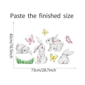 ROFARSO Linda calcomanía de pared de conejito de dibujos_6