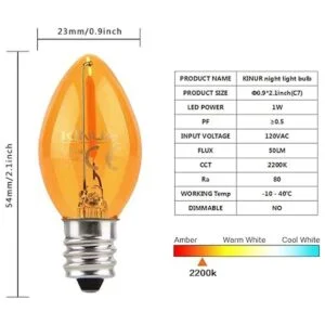 KINUR Bombillas LED C7 E12 base de candelabro ámbar de_2