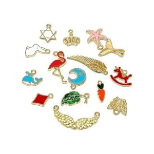 JIALEEY 110 colgantes de esmalte chapado en oro surtidos_7