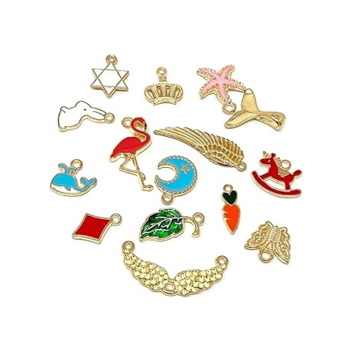 JIALEEY 110 colgantes de esmalte chapado en oro surtidos_7