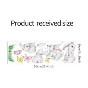 ROFARSO Linda calcomanía de pared de conejito de dibujos_5